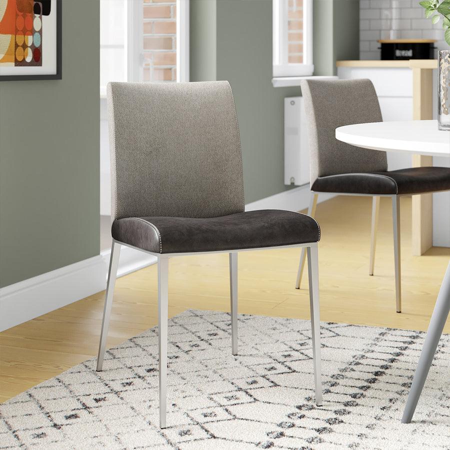 Euro Style Dining Chairs - Rasmus Side Chair with Dark Gray & Light Brown Fabric -Set of 2