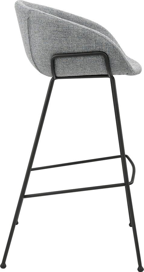 Euro Style Barstools - Zach Bar Stool In Gray-Blue Fabric And Matte Black Frame And Legs - Set Of 2