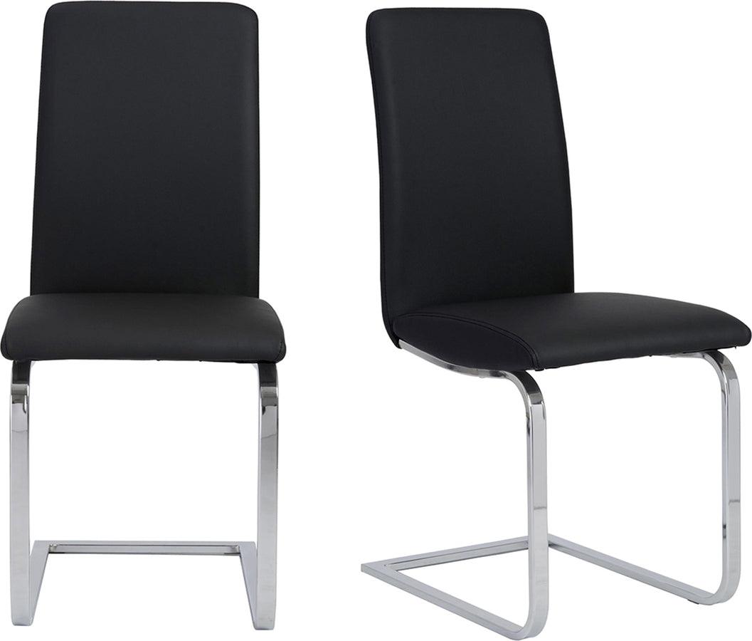 Euro Style Dining Chairs - Cinzia Dining Chair in Black with Chrome Legs - Set of 2