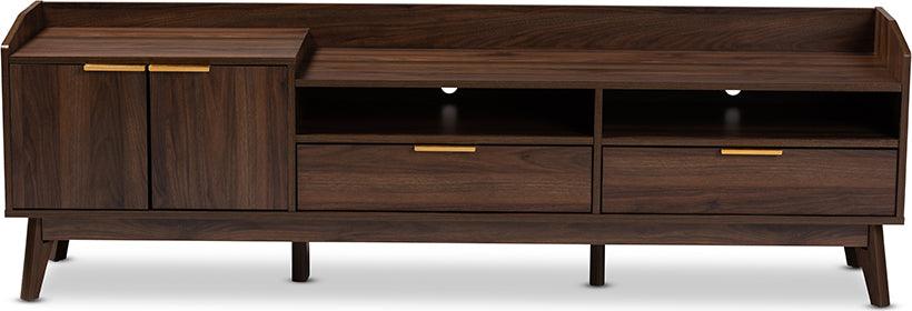 Wholesale Interiors TV & Media Units - Lena Mid-Century Modern Walnut Brown Finished 2-Drawer Wood TV Stand