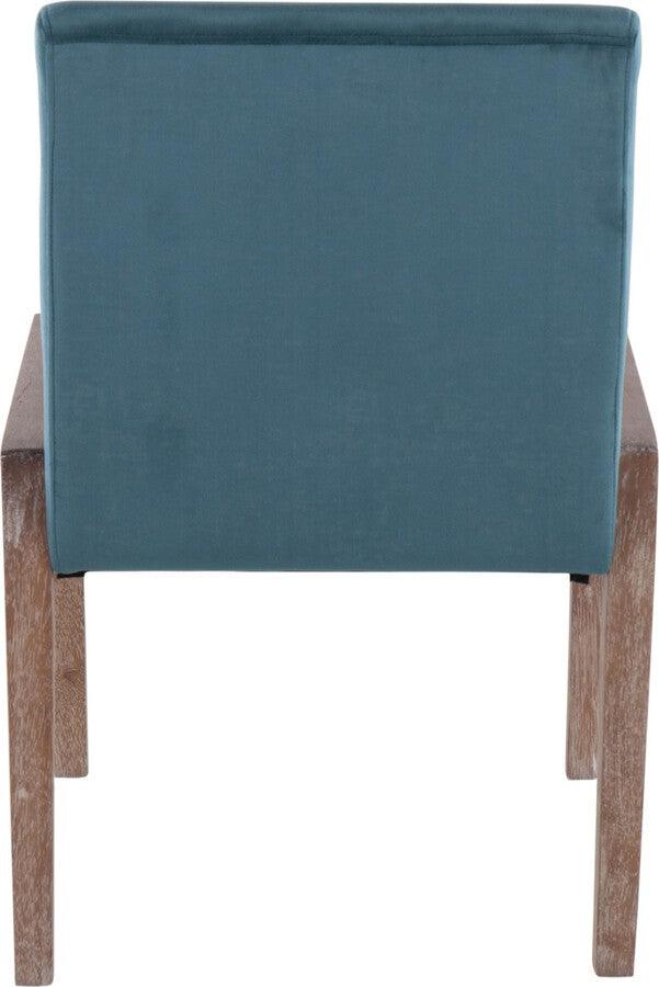 Lumisource Accent Chairs - Carmen Contemporary Chair In White Washed Wood & Crushed Teal Velvet (Set of 2)