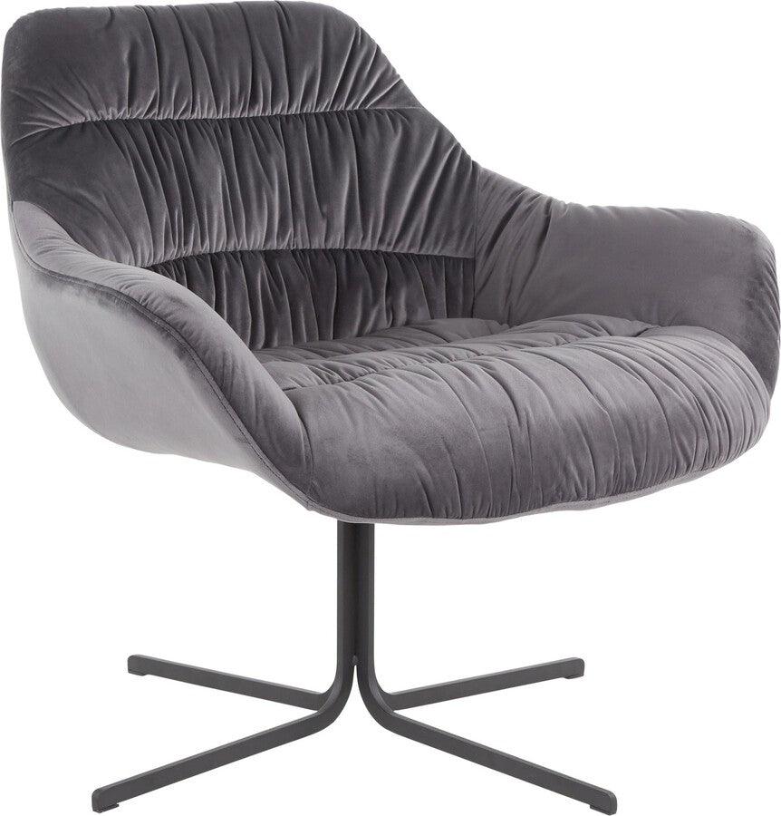 Lumisource Accent Chairs - Wayne Swivel Lounge Chair 31" Black Metal & Gray Velvet