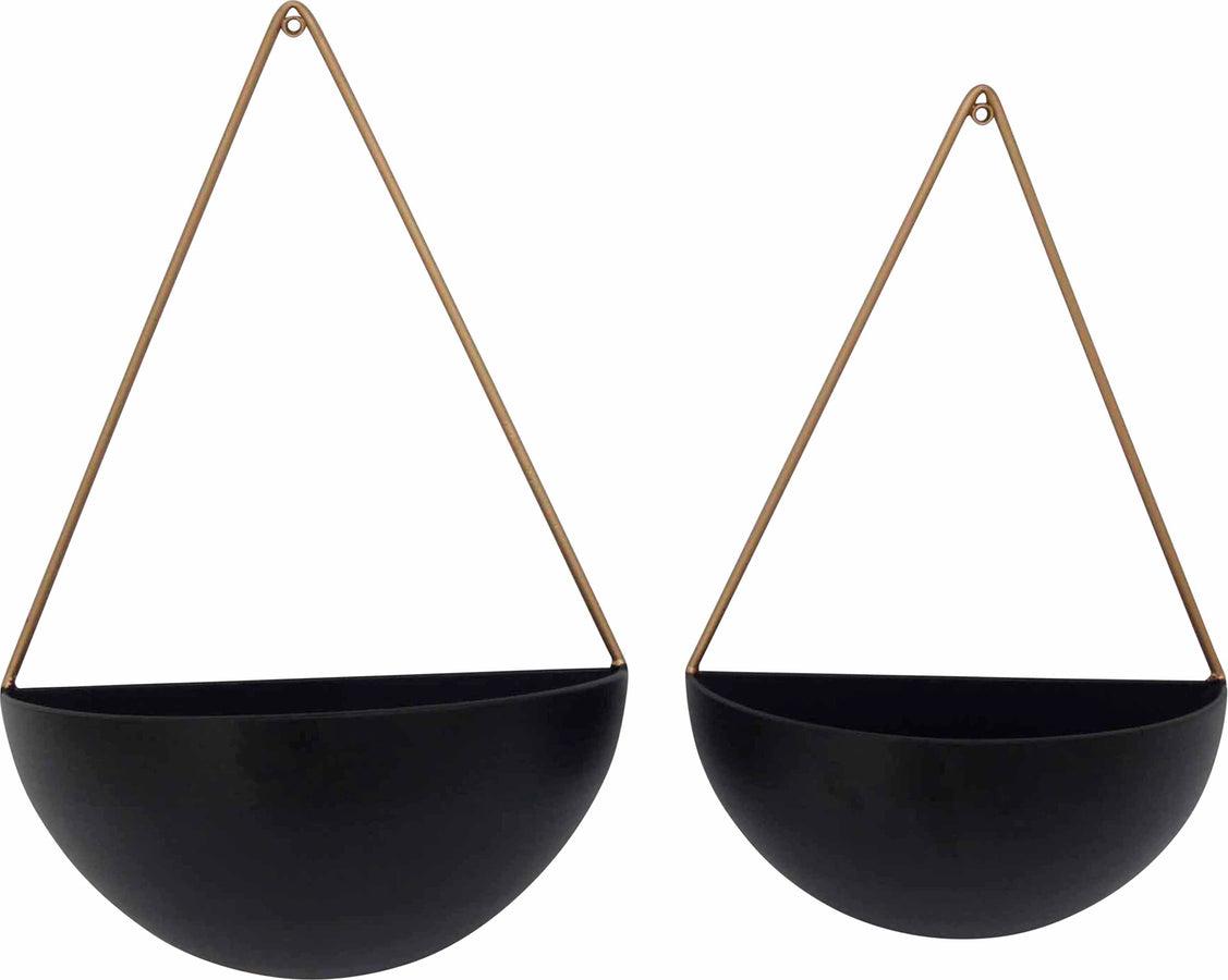 Sagebrook Home Planters - Set Of 2 Metal Half Moon Wall Planters Black
