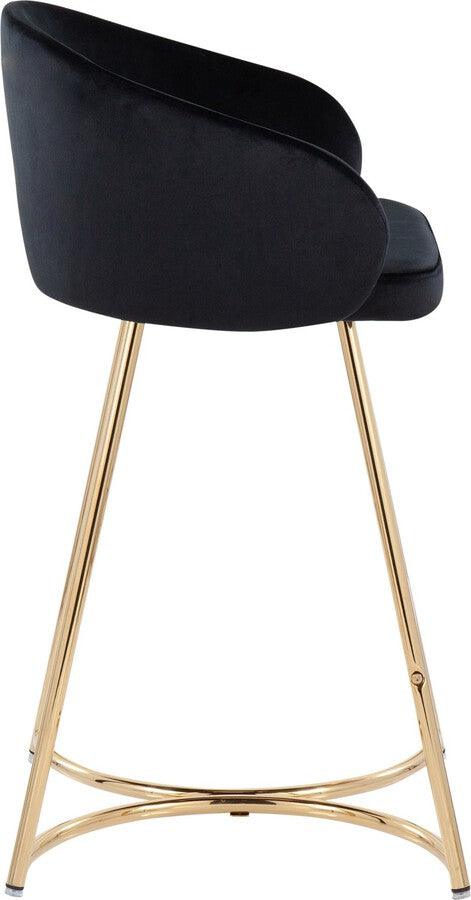 Lumisource Barstools - Cece /Glam Counter Stool In Gold Steel & Black Velvet (Set of 2)
