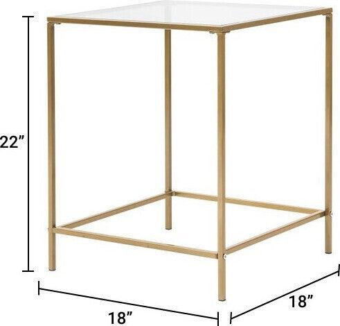 Euro Style Side & End Tables - Arvi 18" Square Side Table Clear & Brass