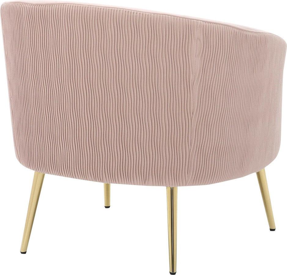 Lumisource Accent Chairs - Tania Pleated Waves Contemporary/Glam Accent Chair In Gold Steel & Blush Pink Velvet