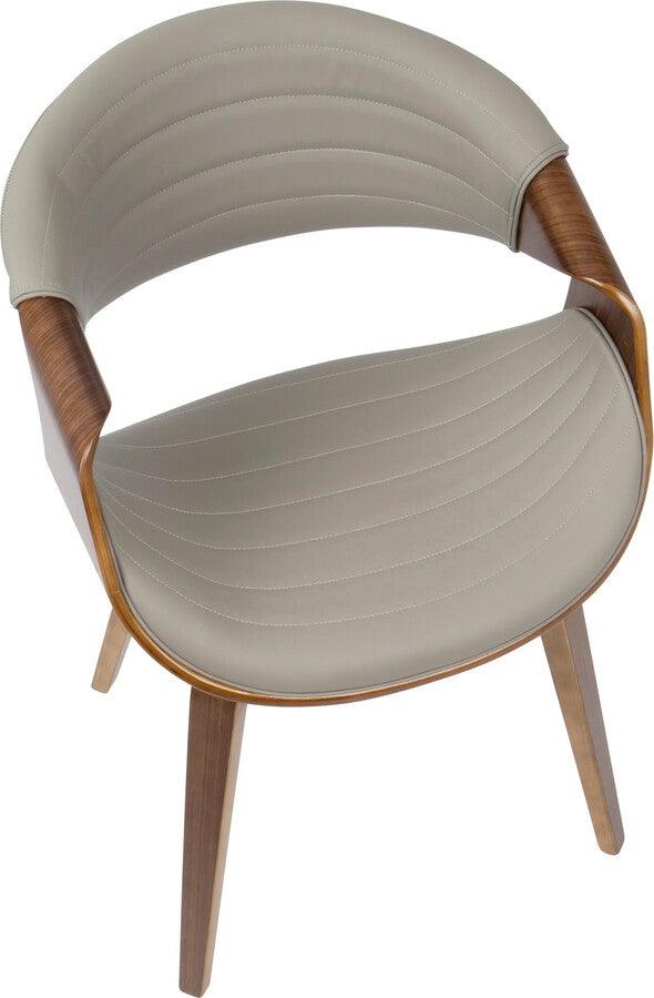 Lumisource Accent Chairs - Symphony Mid-Century Modern Dining/Accent Chair in Walnut Wood and Grey Faux Leather
