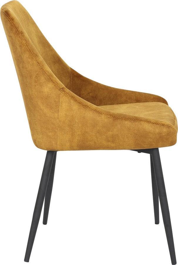 Lumisource Dining Chairs - Diana Contemporary Chair in Black Metal & Golden Yellow Velvet - Set of 2