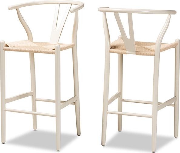 Wholesale Interiors Barstools - Paxton White Finished Wood 2-Piece Bar Stool Set