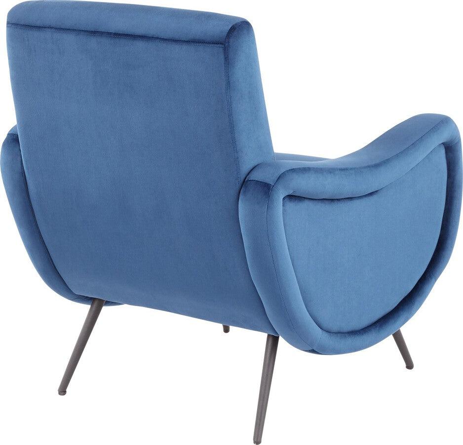 Lumisource Accent Chairs - Rafael Lounge Chair 34" Black Metal & Blue Velvet