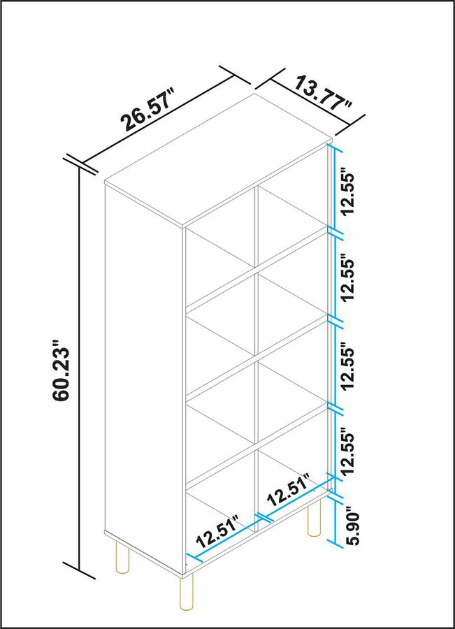 Manhattan Comfort Bookcases & Display Units - Essex 60.23 Double Bookcase in White and Zebra