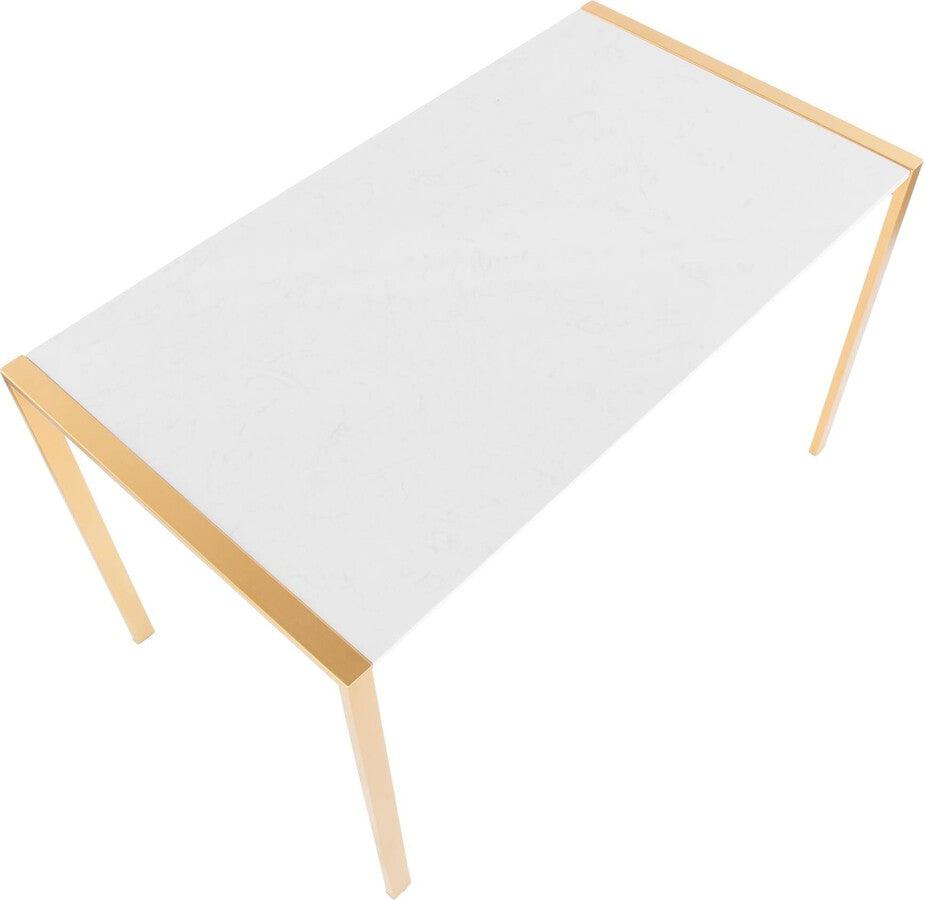 Lumisource Dining Tables - Fuji Modern/Glam Dining Table in Gold Metal with White Marble Top