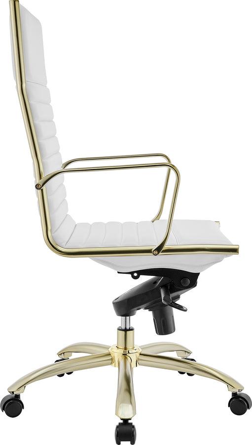 Euro Style Task Chairs - Dirk High Back Office Chair White & Gold