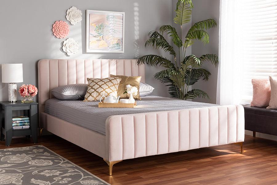 Wholesale Interiors Beds - Nami King Bed Light pink & Gold