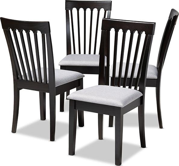 Wholesale Interiors Dining Chairs - Minette Gray Fabric Upholstered Espresso Brown Finished Wood Dining Chair Set Of 4