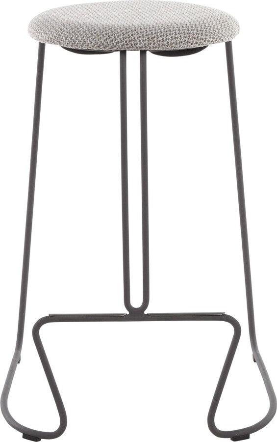 Lumisource Barstools - Finn Contemporary Counter Stool in Grey Steel and Light Grey Fabric - Set of 2