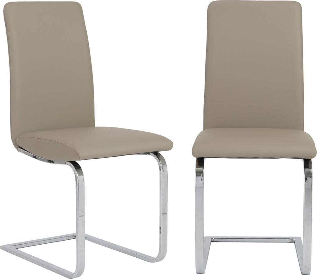 Euro Style Dining Chairs - Cinzia Dining Chair in Taupe with Chrome Legs - Set of 2