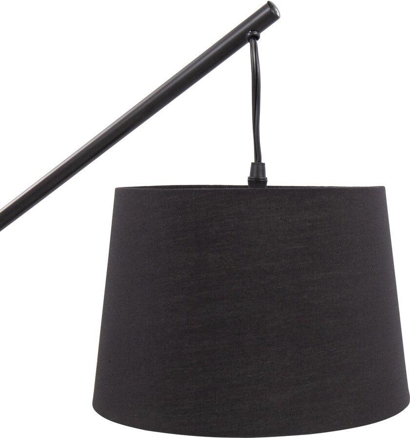Lumisource Table Lamps - Archer Contemporary Table Lamp In Black Metal, Walnut Wood, & Black Linen Shade