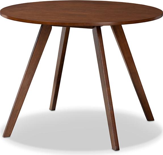 Wholesale Interiors Dining Sets - Rika Light Grey Fabric Upholstered and Walnut Brown Finished Wood 5-Piece Dining Set