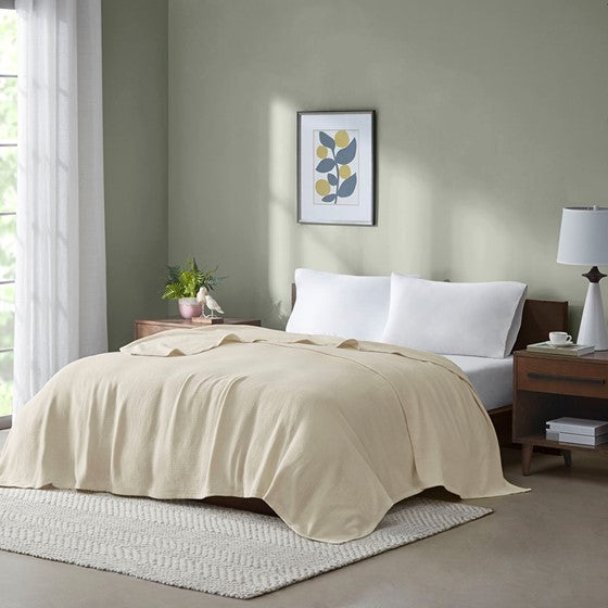 Olliix.com Comforters & Blankets - Cotton Blanket Natural Full/Queen