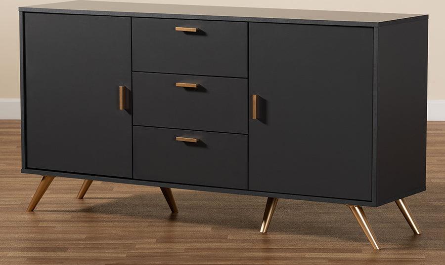 Wholesale Interiors Buffets & Sideboards - Kelson Dark Grey and Gold Finished Wood 2-Door Sideboard Buffet