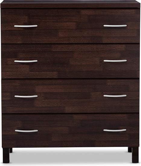 Wholesale Interiors Chest of Drawers - Maison Modern and Contemporary Oak Brown Finish Wood 4-Drawer Storage Chest