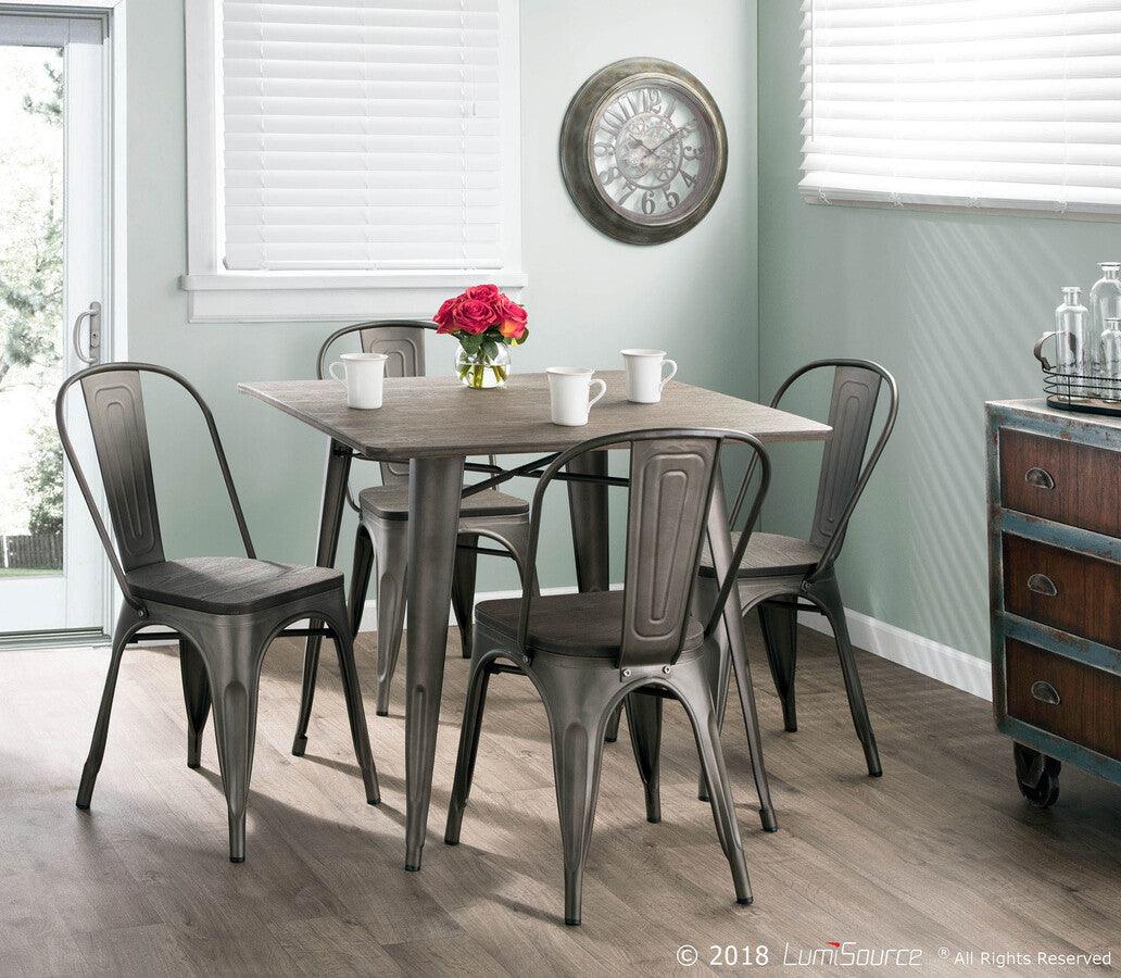 Lumisource Dining Tables - Oregon 36" Industrial-Farmhouse Dining Table in Antique and Espresso