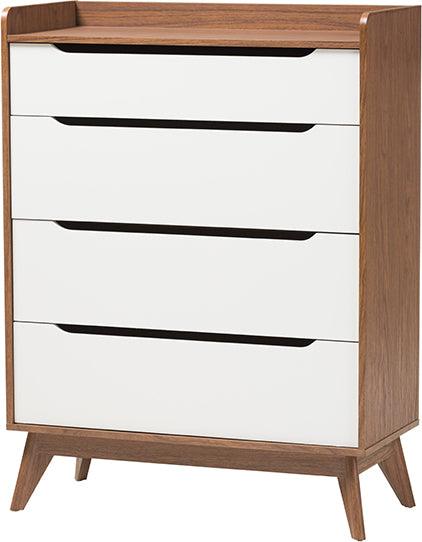 Wholesale Interiors Bedroom Sets - Brighton Mid-Century Modern Two-Tone White and Walnut Brown Finished Wood 3-Piece Storage Set