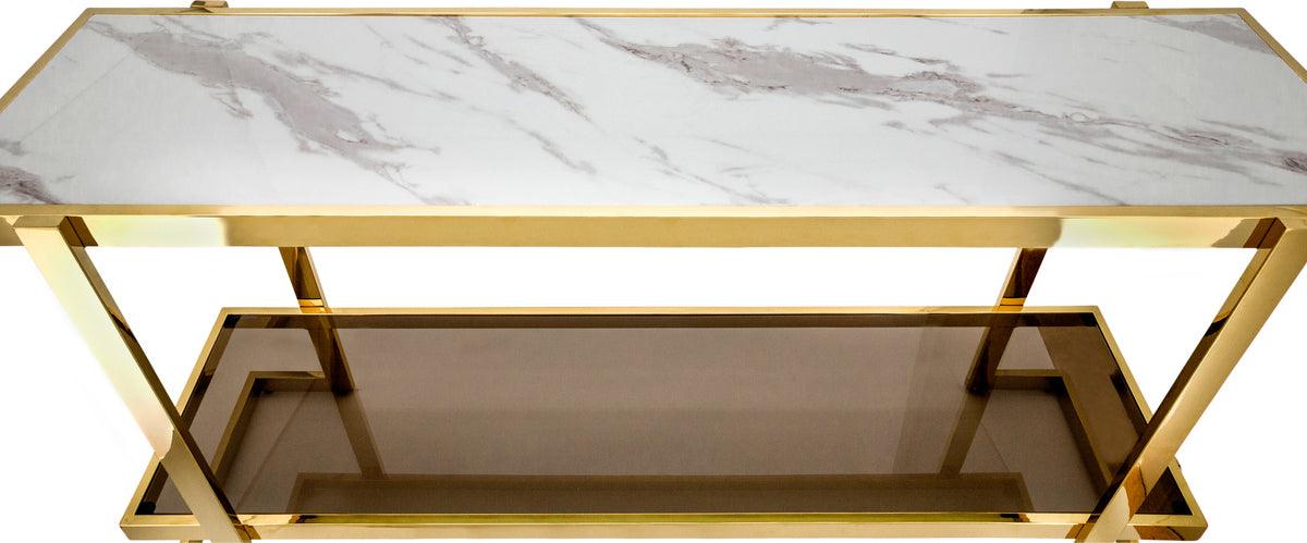 Sagebrook Home Consoles - Metal Marble Glass Console Table, Gold White Kd