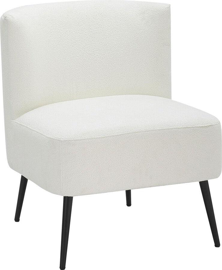 Lumisource Accent Chairs - Fran Contemporary Slipper Chair In Black Metal & White Sherpa Fabric