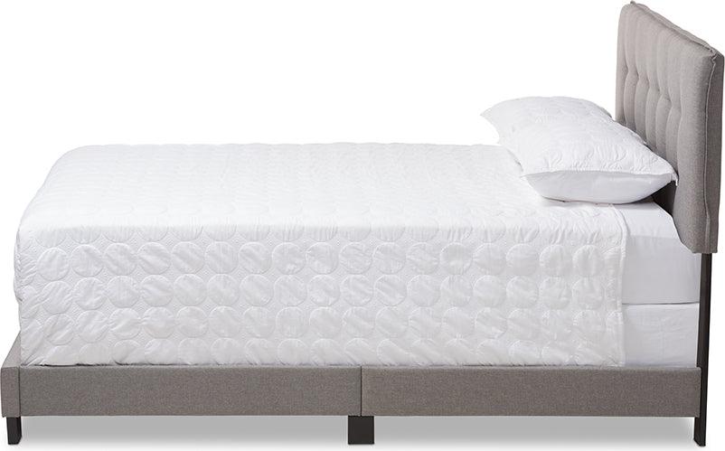 Wholesale Interiors Beds - Audrey Modern And Contemporary Light Grey Fabric Upholstered Queen Size Bed