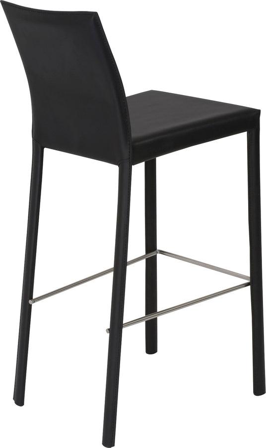 Euro Style Barstools - Hasina Bar Stool in Black with Polished Stainless Steel Legs - Set of 2
