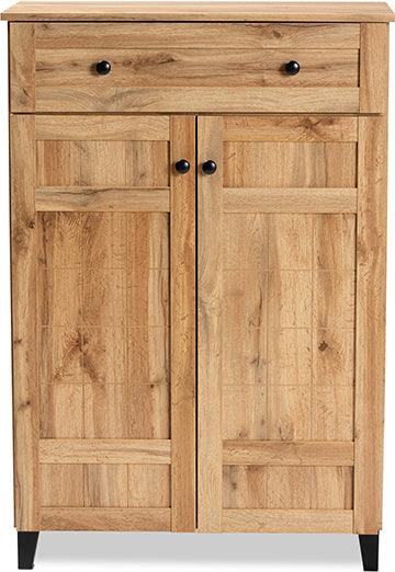 Wholesale Interiors Shoe Storage - Glidden Oak Brown Finished Wood 1-Drawer Shoe Storage Cabinet