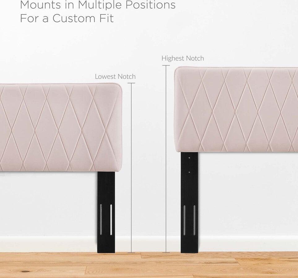 Modway Beds - Phillipa Performance Velvet Full Platform Bed Pink
