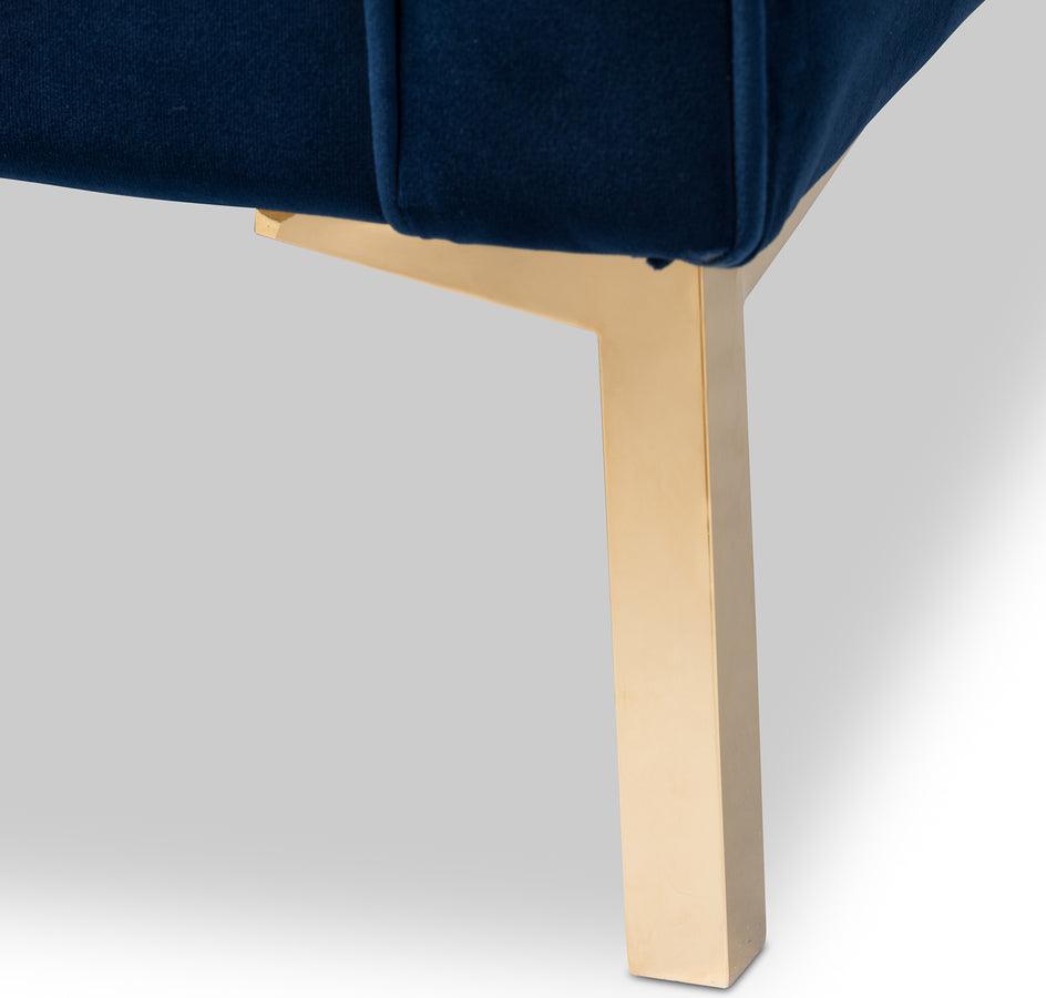 Wholesale Interiors Accent Chairs - Zanetta Luxe and Glamour Navy Velvet Upholstered Gold Finished Lounge Chair