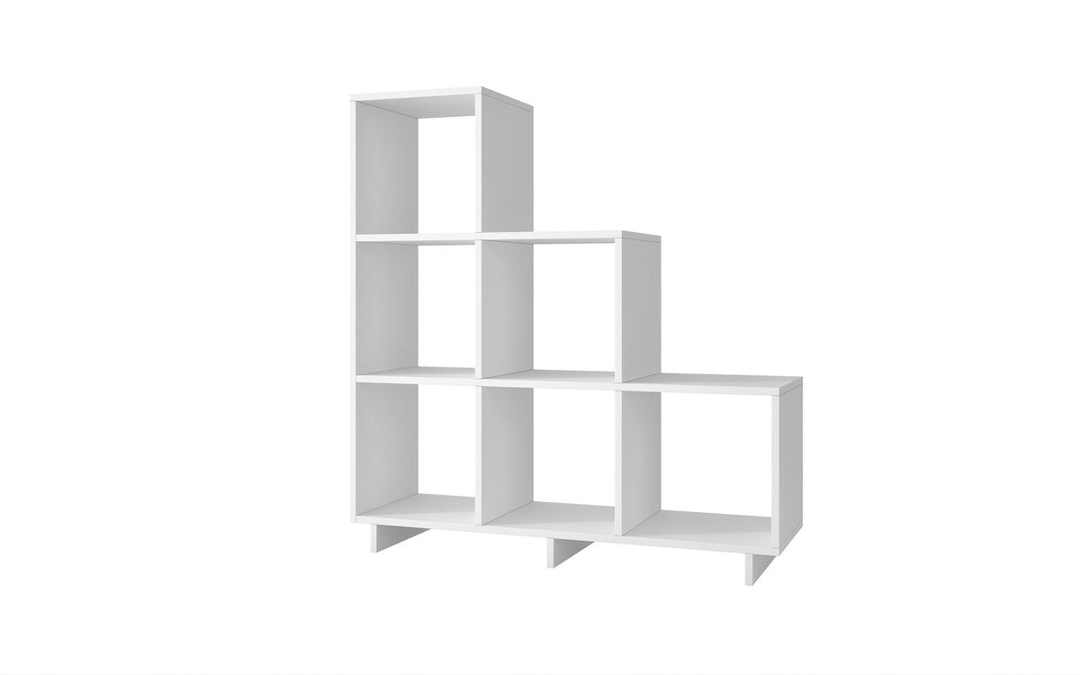 Manhattan Comfort Shelves - Sophisticated Cascavel Stair Cubby with 6 Cube Shelves in White