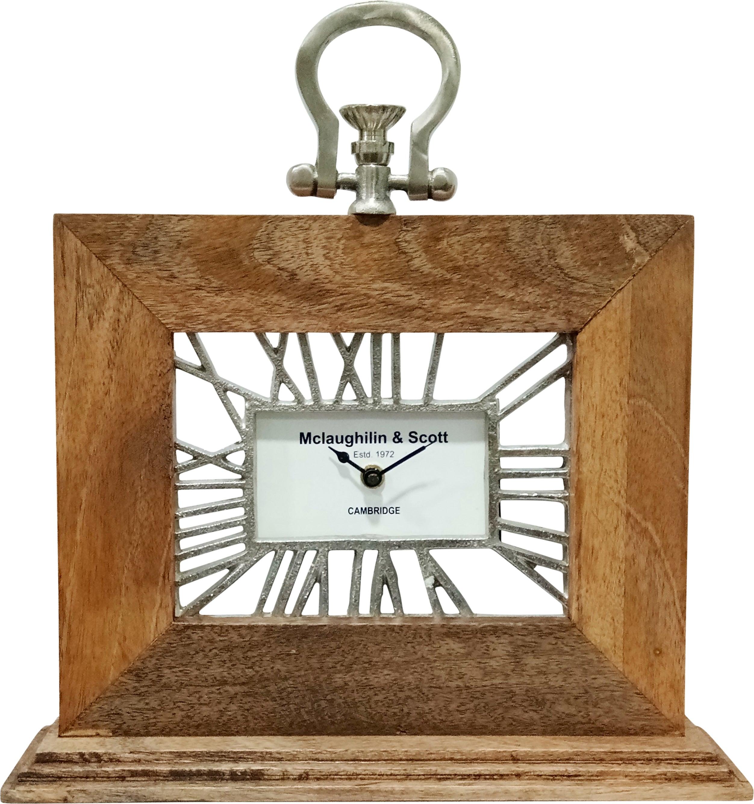 Sagebrook Home Clocks - 12X13 Mango Wood Table Clock Natural