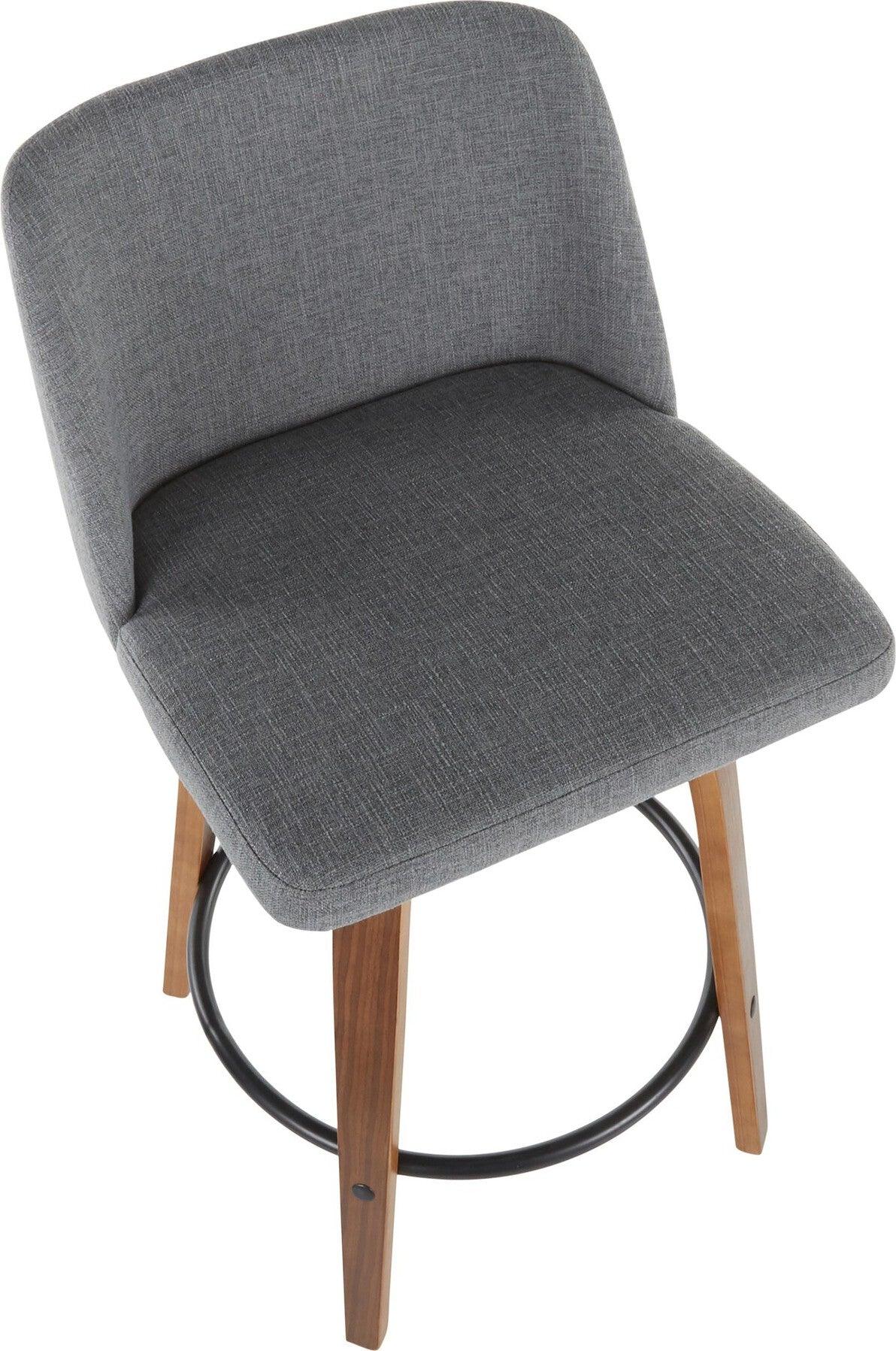 Lumisource Barstools - Toriano Counter Stool Walnut & Gray (Set of 2)