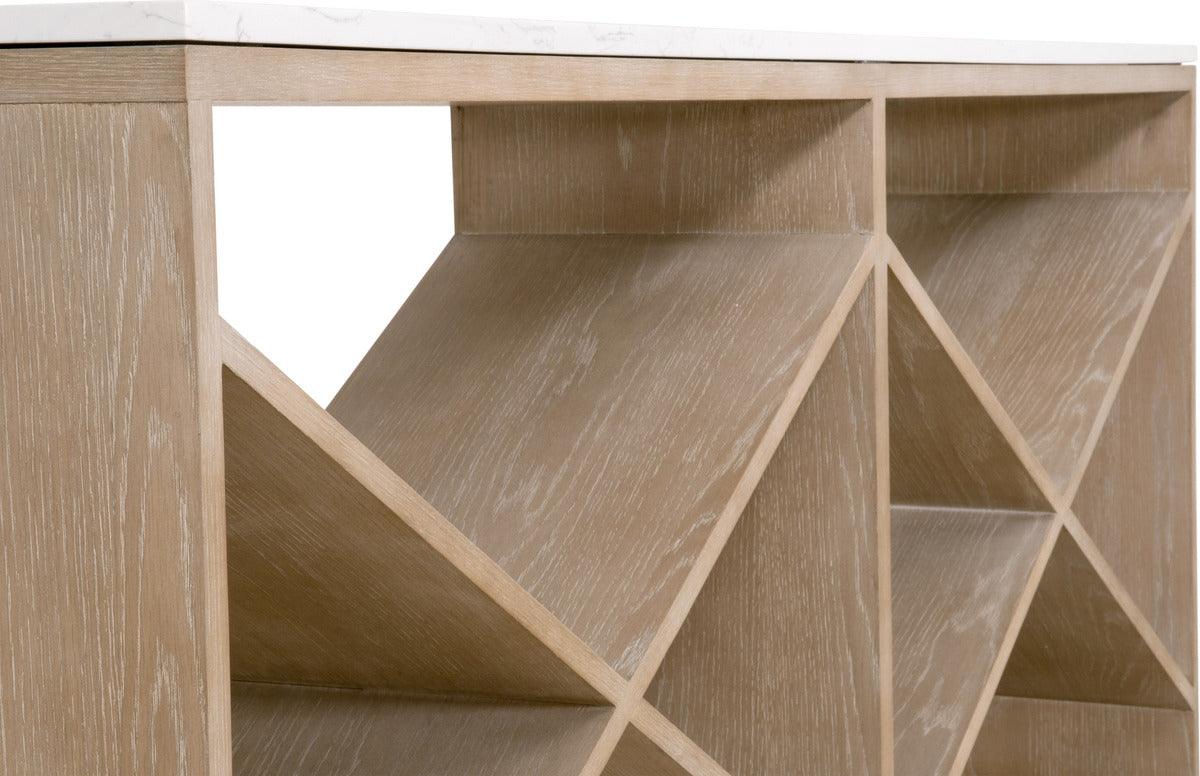 Essentials For Living Consoles - Cellar Console Table Smoke Gray Oak & White Quartz