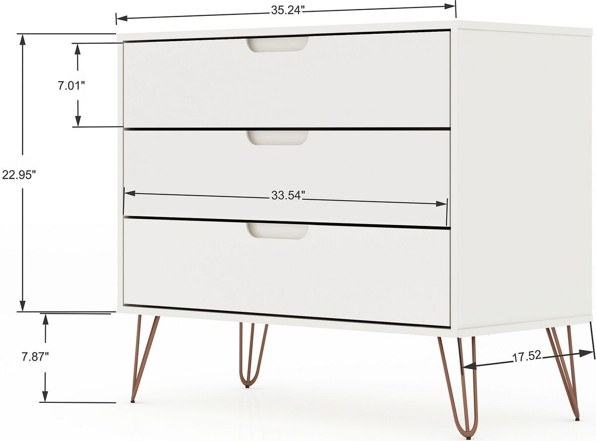 Manhattan Comfort Bedroom Sets - Rockefeller 5-Drawer & 3-Drawer White Dresser Set