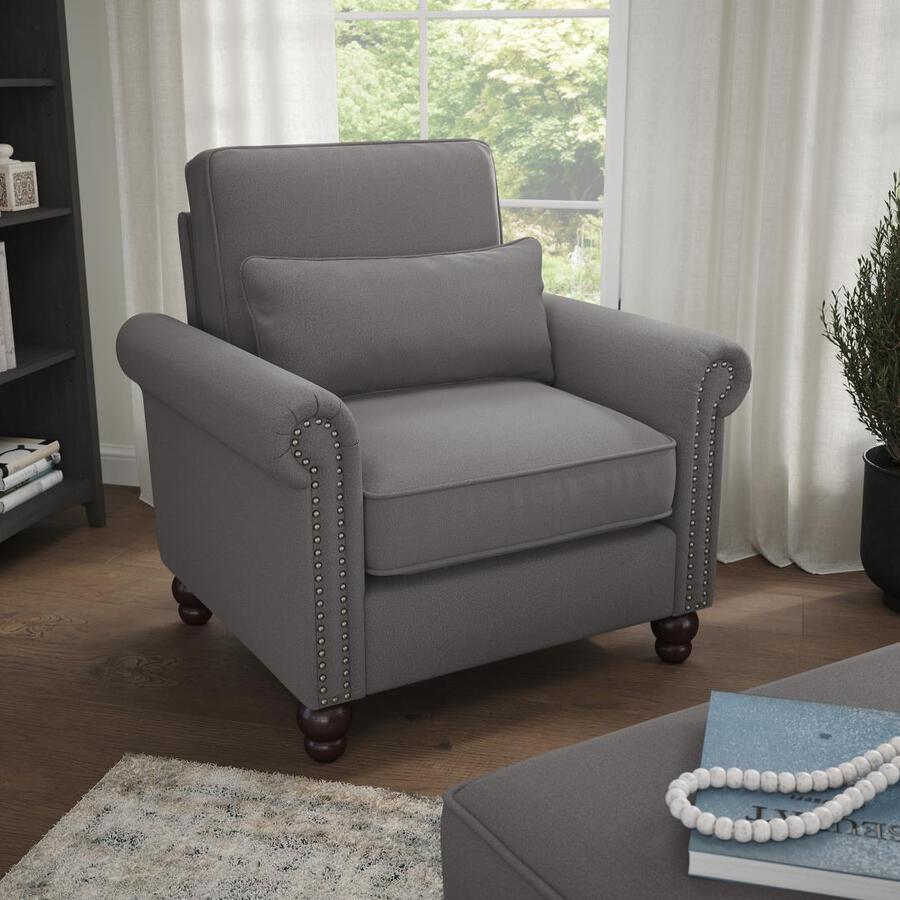 Bush Business Furniture Accent Chairs - Accent Chair with Arms French Gray Herringbone Fabric M