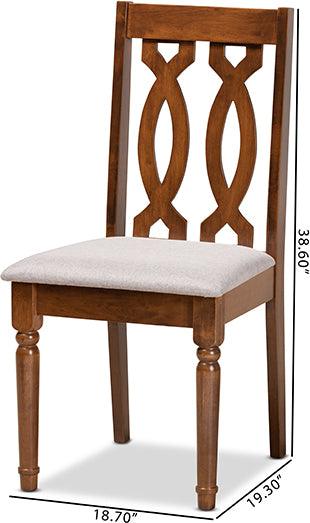 Wholesale Interiors Dining Chairs - Cherese Grey Fabric Upholstered and Walnut Brown Finished Wood 2-Piece Dining Chair Set