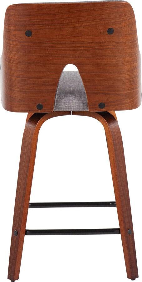 Lumisource Barstools - Stella Counter Stool In Walnut & Light Grey Fabric (Set of 2)