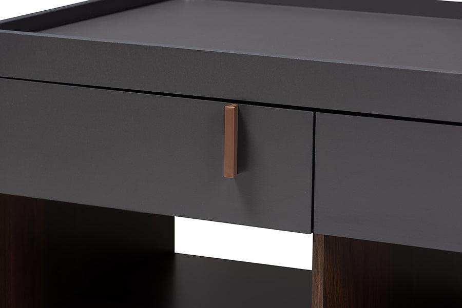 Wholesale Interiors Coffee Tables - Rikke Modern And Contemporary Two-Tone Gray And Walnut Finished Wood 2-Drawer Coffee Table