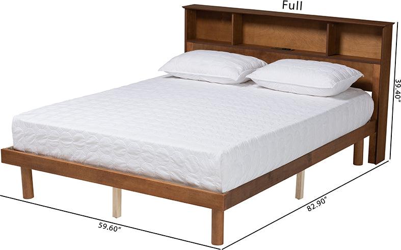Wholesale Interiors Beds - Lochlan Mid-Century Modern Transitional Walnut Brown Finished Wood Full Size Platform Bed