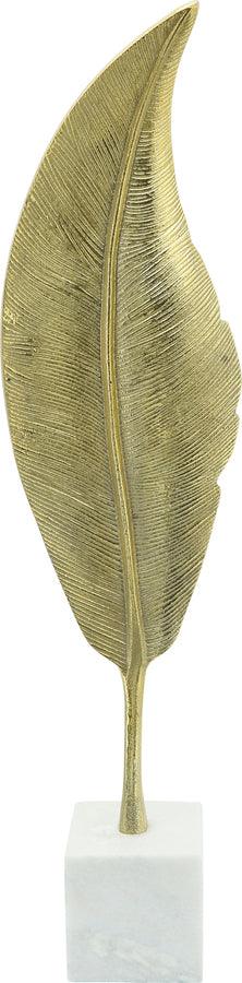 Sagebrook Home Decorative Objects - Metal, 28"H Leaf On Stand, Gold
