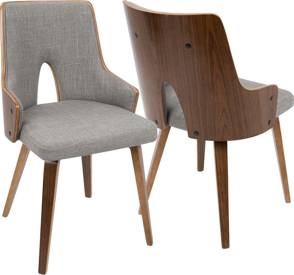 Lumisource Dining Chairs - Stella Mid-Century Modern Dining/Accent Chair in Walnut with Light Grey Fabric - Set of 2