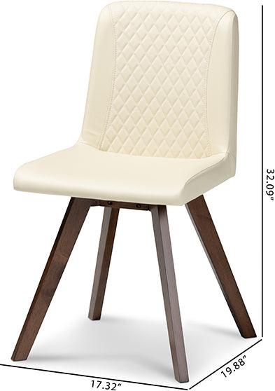 Wholesale Interiors Dining Chairs - Pernille Cream Faux Leather Upholstered Walnut Finished 4-Piece Wood Dining Chair Set Set
