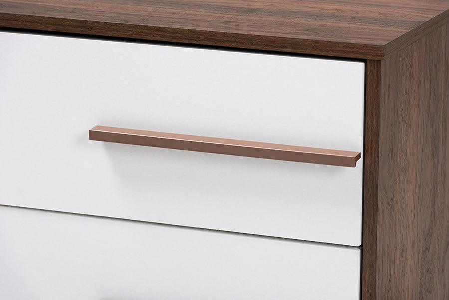 Wholesale Interiors Nightstands & Side Tables - Mette Nightstand White & Walnut
