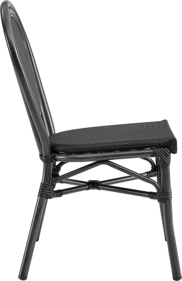 Euro Style Dining Chairs - Erlend Stacking Side Chair in Black Textylene Mesh with Black Frame - Set of 2